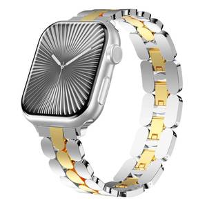 lot 20170 image: Stainless Steel Dressy Gold and Silver Band for Apple Watch for Women Series11109876SEUltra Compatible with 41mm 40mm 38mm 42mm 46mm 49mm 45mm 44mm Bands ,Adjustable Designer Polished Metal Strap for iWatch