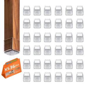 lot 20175 image: 36pcs Square Chair Leg Floor Protectors, Felt Furniture Pads for Hardwood Floors, Silicone Chair Leg Covers to Protect Wood Tile Floors, Floor Protectors for Chairs, Not Fall Off, Clear, X-Small (USED)