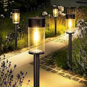lot 11892 image: MCNiCE Solar Pathway Lights 8-Pack with Filament Bulb Design (Not As Looks On Box)