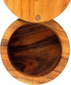 lot 12272 image: Acacia Wood Salt Or Spice Box With Swivel Cover Perfect For Keeping Table Salt