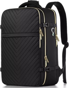 lot 13643 image: Black Chevron Stitched Travel Backpack