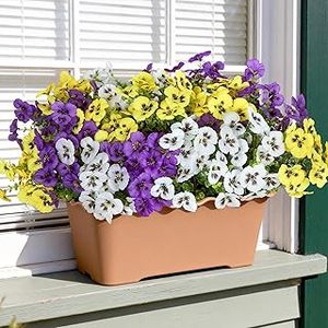 lot 13665 image: 18 Pcs Artificial Flowers for Outdoors, UV Resistant Faux Silk Pansy Flowers, Spring Summer Outdoor Fake Flowers Plants for Front Porch Yard Patio Planter Garden Decor (Purple, Yellow, White)