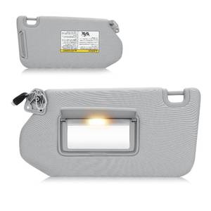 lot 1707 image: Sun Visor with Light for 2013-2018 Nissan Pathfinder, 2014-2017 Infiniti QX60, 2013 JX35, Left Driver Side Gray Sunvisor Replacement 96401-9PB0A