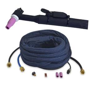 lot 1708 image: RIVERWELD WP-20F WP20F-25 TIG Welding Torch Complete With Flexible Head Electric Cable Wire 6mm2 Connector M161.5 Water Cooled 200Amp 25Feet 7.6Meter