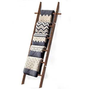 lot 1721 image: chilinii Farmhouse Wooden Blanket Ladder with Removable Hooks, 6-Tier Rustic Blanket Rack Decorative Stand, Leaning Towel Quilt Rack Holder for Bathroom Living Room Decor Brown
