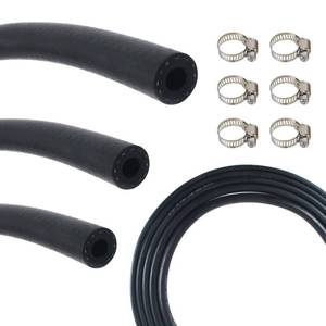 lot 1734 image: Fuel Line Hose Kit 5FT 3PCS With 18Pcs Clamps,38in 516in 14in ID High Performance 300PSI NBR Rubber for Automotive, Small Engines, ATV, Push Lock Reinforced