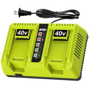 lot 1753 image: Dual Port OP401 Fast Charger Compatible with Ryobi 40V Battery OP4015 OP4026 OP4050 OP4060 Replacement Ryobi Charger 40V