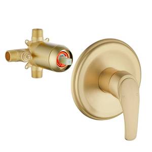 lot 1771 image: Wall Mount Rough-In Valve Shower Valves Shower Faucet Bathroom Trim Kit Single Handle Tub Shower Valve Mixer Brushed Gold