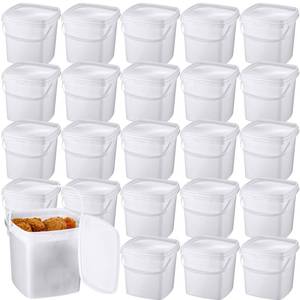 lot 1777 image: Mifoci 24 Pack 33.8 Oz 1L Max Fill Square Deli Containers with Lids Airtight Ice Cream Bucket with Handle Reusable Freezer Microwave Safe Plastic Food Storage Containers Pail for Snack Take out