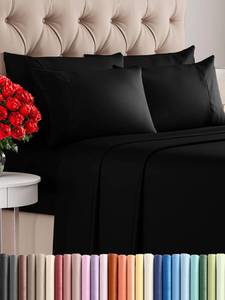 lot 1780 image: King 6 Piece Sheet Set - Comfy Breathable and Cooling - Ultra Soft Hotel Luxury Bedding Set with 8-16 Inch Deep Pockets - 1 Flat and 1 Fitted Sheet and 4 Pillowcases - Cozy, Wrinkle Free and Easy Care - Black