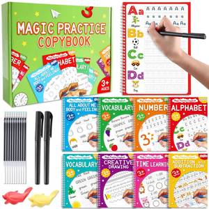 lot 1783 image: Magic Grooved Writing Practice Books for Kids 3-10, Large Reusable Handwriting Workbooks with Disappearing Ink, 3D Tracing Book Toy Gifts for Kindergarten Summer Workbook Preschool Learning Activities