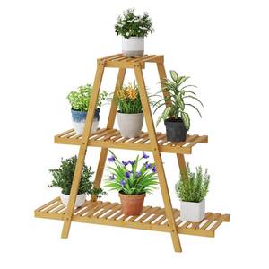 lot 1786 image: STDDRE Plant Stand For Indoor Outdoor Tiered Plant Shelf 3 Tier 8 Potted Bamboo Flower Holder Ladder Rack For Multiple Triangle Table Plant Pot Stand (Natural)