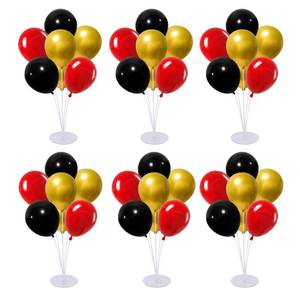 lot 1795 image: 6 Set Balloon Stand Kit for Table Centerpieces With Balloon and Base Party Decorations for Birthday Wedding Retirement Graduation Baby Shower (Red Gold Black)