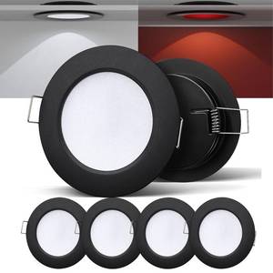 lot 2261 image: camperxlite 3in LED 12V Puck Lights Interior Bi-Color 12 Volt Red LED Puck Light Full Aluminum RV Dimmable Light Boat Trailer Flush Mount Light for Camper, Dinette, 4Pcs (Black, Cool White)