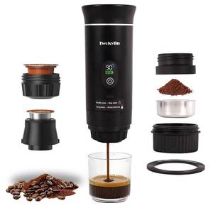 lot 2268 image: Twokylin Portable coffee maker Espresso machine,Small battery-powered coffee cup Self-heating portable espresso capsule machine,3-IN-1 with ground coffee and capsules Great for hiking and camping