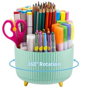 lot 2270 image: Marbrasse Desk Organizer, 360-Degree Rotating Pen Holder, Desk Organizers and Accessories with 5 Compartments Pencil Holder, Art Supply Storage Box Caddy for Office, Home (Mint Green)