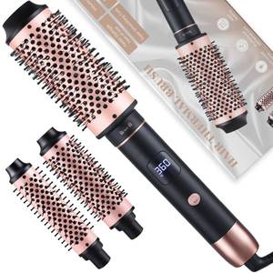 lot 2279 image: NONK 3-in-1 Interchangeable Curling Iron and Thermal Brush Set, 1.25in 1.5in 1.75in Large Barrel Curling Wand for Long Hair, Heated Round Brush for Salon Volume and Bouncy Curls, Adjustable Temp