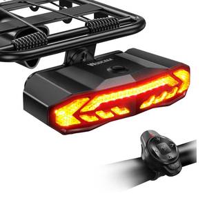 lot 2299 image: WSDCAM Bike Cargo Rack Tail Light with Turn Signals and Brake Light, Wireless Bike Horn Alarm, Auto OnOff USB C Rechargeable Bicycle Tail Light Rear Rack Bike Light Turn Signal Lights for Road Safety