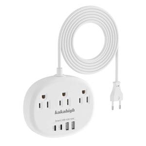 lot 2304 image: European Travel Plug Adapter with USB C, Multi Country Outlet Adapter with 3 AC Outlets and 4 USB Ports, Type C Plug Adapter for US to Most of Europe Iceland Spain Italy France Germany etc