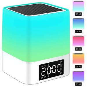 lot 2305 image: Ebhako Night Light Bluetooth Speaker, Gifts for 10 11 12 13 14 15 Years Old Boys Teenager Girls, All-in-1 Dual Alarm Clock, Touch Sensor Bedside Lamp, 48 RGB Color Chang, MP3 Player, Wireless Speaker