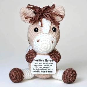 lot 2313 image: Horse Gifts, Crochet Positive Support � Handmade Emotional Cheer Support Funny Horse Gifts for Friend Coworker Birthday Christmas Stocking Stuffer White Elephant