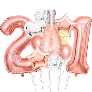 lot 2315 image: Rose Gold 21st Birthday Decorations for Her, 21 Balloon Number 40 Inch, Champagne Balloon for Rose Gold Birthday Decorations, Bachelorette Party Decor