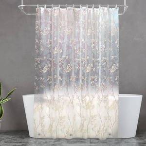 lot 2320 image: HADEEONG PEVA Shower Curtain, 72 x 72 Water Repellent Premium Bathroom Shower Curtain with 3 Magnetic Weights for Shower Stall, Bathtubs (Flower-2)