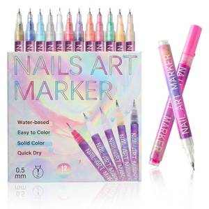 lot 2332 image: 12 Colors Nail Art Pens Set, 2025 Upgrade Nail Art Markers, 0.5mm Fine Tip DIY Quick Dry Graffiti Dotting and Liner Pens for Gel Nails, 3D Nail Polish Pens for Painting, Nail Art Drawing Tool (1 Set)