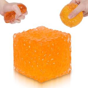 lot 2333 image: Ssqauvig Frosted Honeycomb Ice Cube Squishy Toy, 5cm Stress Relief Cube, Soft Sensory Fidget Toy for Anxiety and Focus for Kids Youth Adults, Portable Squishy Ball (Orange)