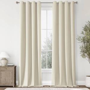 lot 2345 image: ChrisDowa 100percent Blackout Birch Solid Curtains 90 Inches Long 2 Panels for Bedroom Living Room,Farmhouse Room Darkening Thermal Insulated Soundproof Grommet Top Window Treatment Drapes,52x90