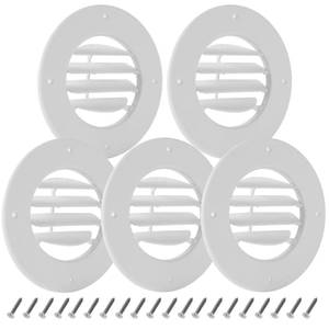 lot 2362 image: Calvana (5-Pack) 6.5in RV Ceiling Vent Covers for Inside Camper, RV AC Vent Cover Replacement, Fits 4-58in Ducts, Rotatable Slats for Directional Airflow, White