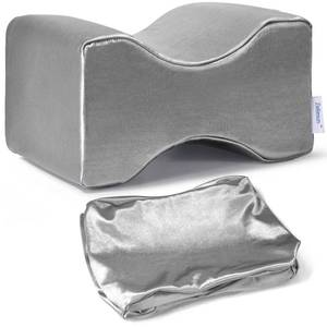 lot 2372 image: Knee Pillow Cover Replacement 10in x 8in x 6.3in, Leg Pillowcase with Long Zipper, Washable Cover for Contour Knee Foam Support Pillow (Grey)