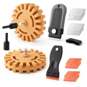 lot 2376 image: Gomake Decal Remover Eraser Wheel Tool Kit with Drill Adapter Vinyl Decal Adhesive Removal Tool with Razor Blade Scraper for Removing Pinstripes, Stickers (Mix, 2 Pack Slotted)