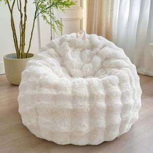 lot 2389 image: LIFEREVO Kids Faux Rabbit Fur Bean Bag Chair Cover (No Filler), Soft Luxury Fuzzy Stuffed Animal Storage Bubble Bean Bag Home Decor, Comfy Shaggy Furry Beanbag Cover Kids Girls Adults, Beige
