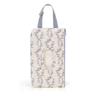 lot 2392 image: Quilted Baby Wipe Holder Quilted Wipe Pouch Portable Hanging Floral Wet Wipes Bag for Car, Stroller