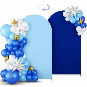 lot 2411 image: Babenest 6.6FT Arch Backdrop Cover (One Piece Double Color), Royal Blue and Baby Blue Spandex Fitted Backdrop for Photography, Round Top Chiara for Party Ceremony Birthday Baby Shower Decoration