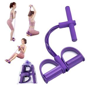 lot 2413 image: Fitness Resistance Bands Set with Handles and Ankle Straps - 4 Tube Exercise Bands for Arm, Leg, Strength Training, Stretching - Home Gym Workout Equipment