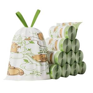 lot 2414 image: 13 Gallon Trash Bags with Printed Design and Drawstring, Leakproof and Odor Control Garbage Bags Tall Kitchen, Tear-Resistant Kitchen Trash Bags for Home, Portable Garbage Bags, 50 Count