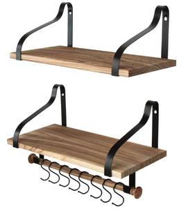 lot 3844 image: Gurfury Wooden Hanging Pot Rack with 8 Hooks - Farmhouse Style Wall Mount Multifunctional Cookware Organizer Rack Kitchen Storage for Pans Utensils (Natural)