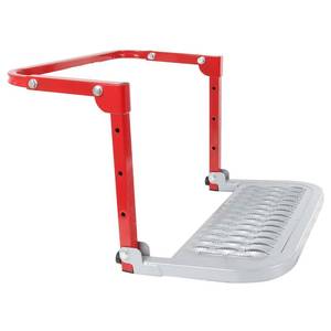 lot 3847 image: DICMIC Folding Heavy Duty Tire Step for Truck, SUV and RV Adjustable Tire Mounted Step Fit Most Tire from 10.2in to 14.4in, Rated up to 300 Lbs, Shark Jaw Shape Non-Slip Design, Red