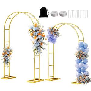 lot 3850 image: Metal Garden Arch Trellis Arbor Set of 2, 7.2FT6FT Wedding Arch Stand with Steel Frame, Metal Pergola Arbor with Base for Decor Valentines Day Garden Trellis Climbing Plant, Bridal Party Ceremony