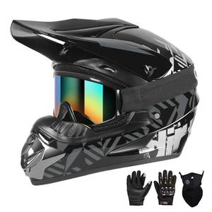 lot 3851 image: SPARK DOT Certified Youth Motocross Helmet Kids Dirt Bike Helmets - Full Face, Lightweight and Breathable for Off-Road E-Bike BMX MX ATV (with Gloves Goggles Mask) 4Pcs Set (1 Grey, Large)
