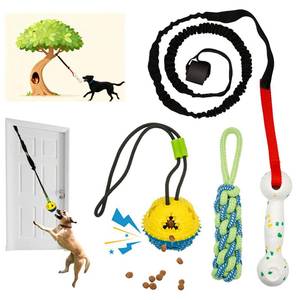 lot 3869 image: GDuolaPaws Interactive Dog Bungee Tug Toy, 4 Pieces Hanging Spring Pole for PuppySmall Dogs, Outdoor Tether Rope for Yard and Small Tree, Indoor Door Pull Toy for Self Play and Solo Exercise