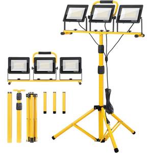 lot 3880 image: Zetunlo 21000Lumen LED Work Lights with Stand - 3 Head Portable Work Light with 16FT Cord - IP66 Waterproof Tripod Worklights for Outdoor Indoor Job Site Workshop Garage Construction Site Lighting