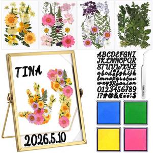 lot 4144 image: Knitgrip 10 Pcs Motherfts Day Crafts DIY Kit Family Pressed Flower Handprint Frames Kits Bulk Dried Flower Frame Ink Pads Nana Mom Grandma Birthday Gifts from Son for Fatherfts Day Gifts