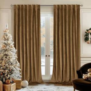 lot 4147 image: BGment Bronze Brown Velvet Curtains 108 Inch for Bedroom, Thick Thermal Insulated Blackout Curtains Noise Reduce Back Tab and Rod Pocket Window Panels for Living Room, Set of 2 Panels, 52 x 108 Inch