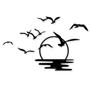 lot 4153 image: ORIGACH Black Flock of Birds Metal Wall Art, Flying Birds Wall Decor Modern Metal Art Hanging for Living Room Bedroom Indoor Outdoor