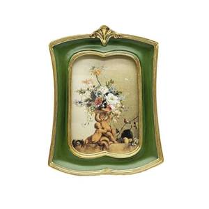 lot 4155 image: Kangce Vintage Picture Frame 2.5x3.5 Antique Ornate Photo Frame Tabletop and Wall Hanging, Decorative Retro Design Home Decor, Old-Fashioned Photo Gallery, Art, Green