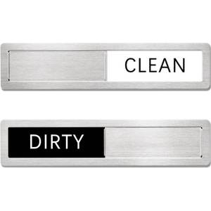 lot 4164 image: Clean Dirty Magnet for Dishwasher, Stainless Steel Strong Non-Scratch Dishwasher Clean Dirty Sign, Optional Adhesive for Non-Metal Surfaces, Easy to Read and Slide