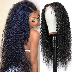 lot 4171 image: AUOCATTAIL Curly Wigs 13x4 HD Lace Deep Wave Front 180percent Density Pre-Plucked with Protein Silk Simulation Synthetic Artificial Human Hair for Black Women 26 Inch